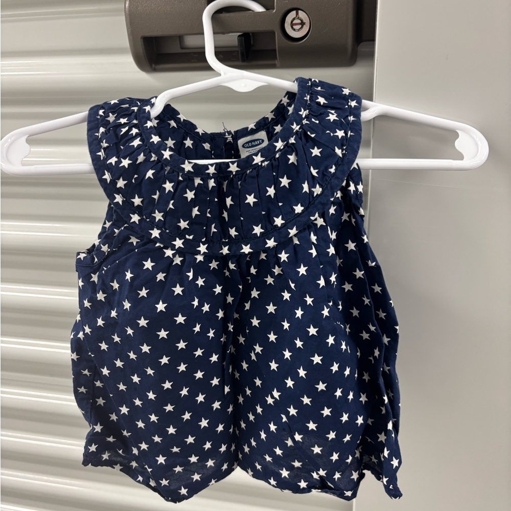 Navy Blue Star Print Sleeveless Top